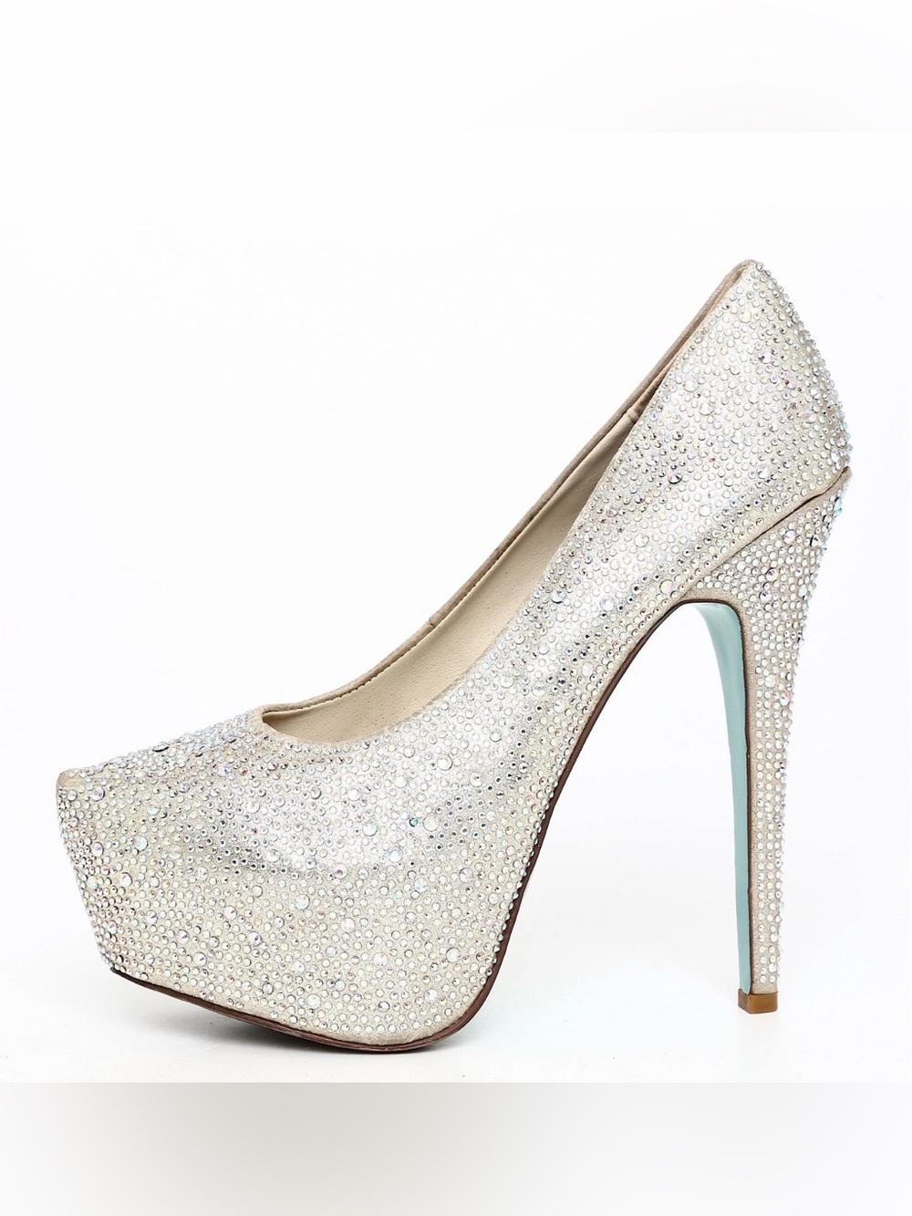 Betsey Johnson Ivory Crystal-Studded High Heel Pumps